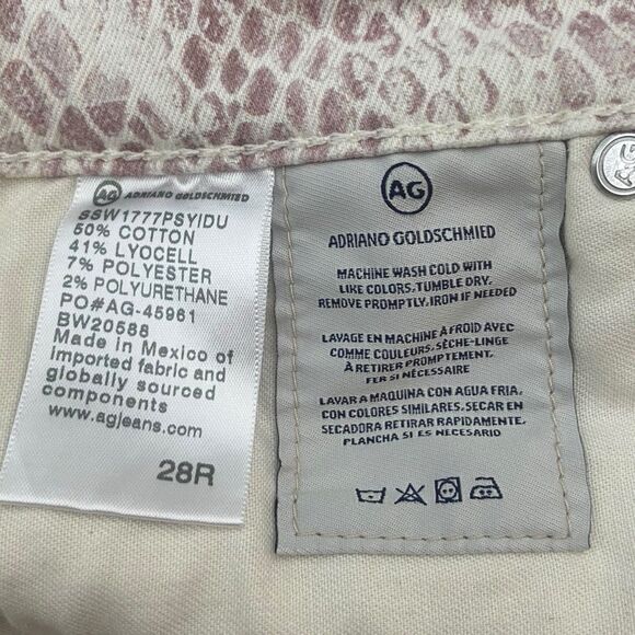 AG Adriano Goldschmied Jeans Women Size 28R Pink Snake The Farrah Skinny Ankle - Picture 6 of 6